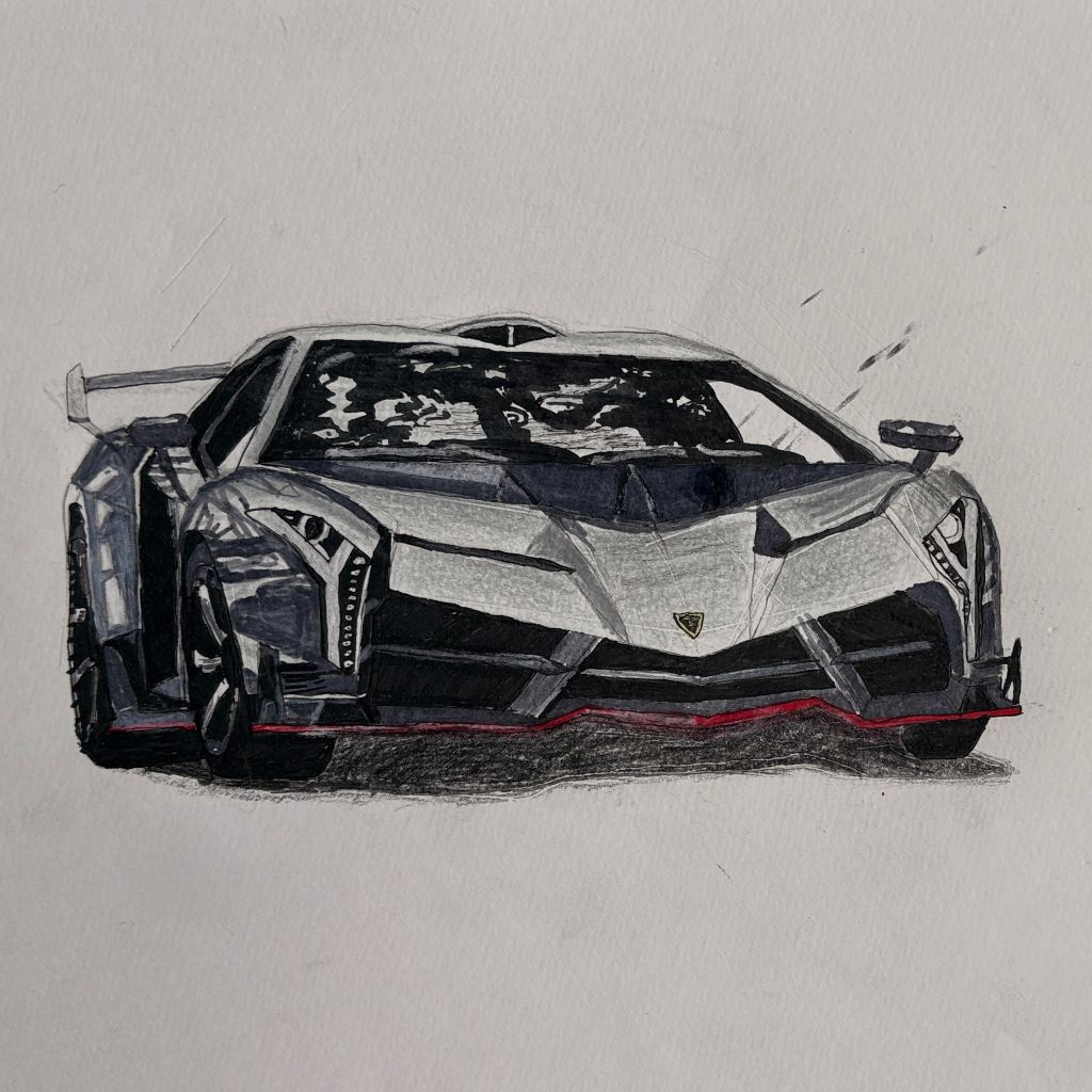Lamborghini Veneno — pencil and ink